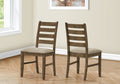 Dining Chair, 38 Height, Dining Room, Kitchen, Set Of 2, Side, Upholstered, Antique Brown, Brown Fabric, Transitional