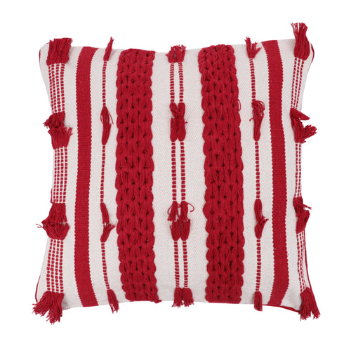20 x 20 Red/White Stripe Cotton Pillow