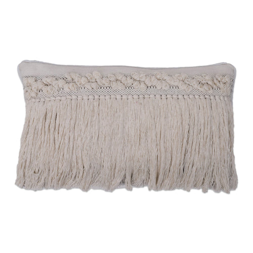 12x20 Grey Plaid Fringe Cotton Pillow