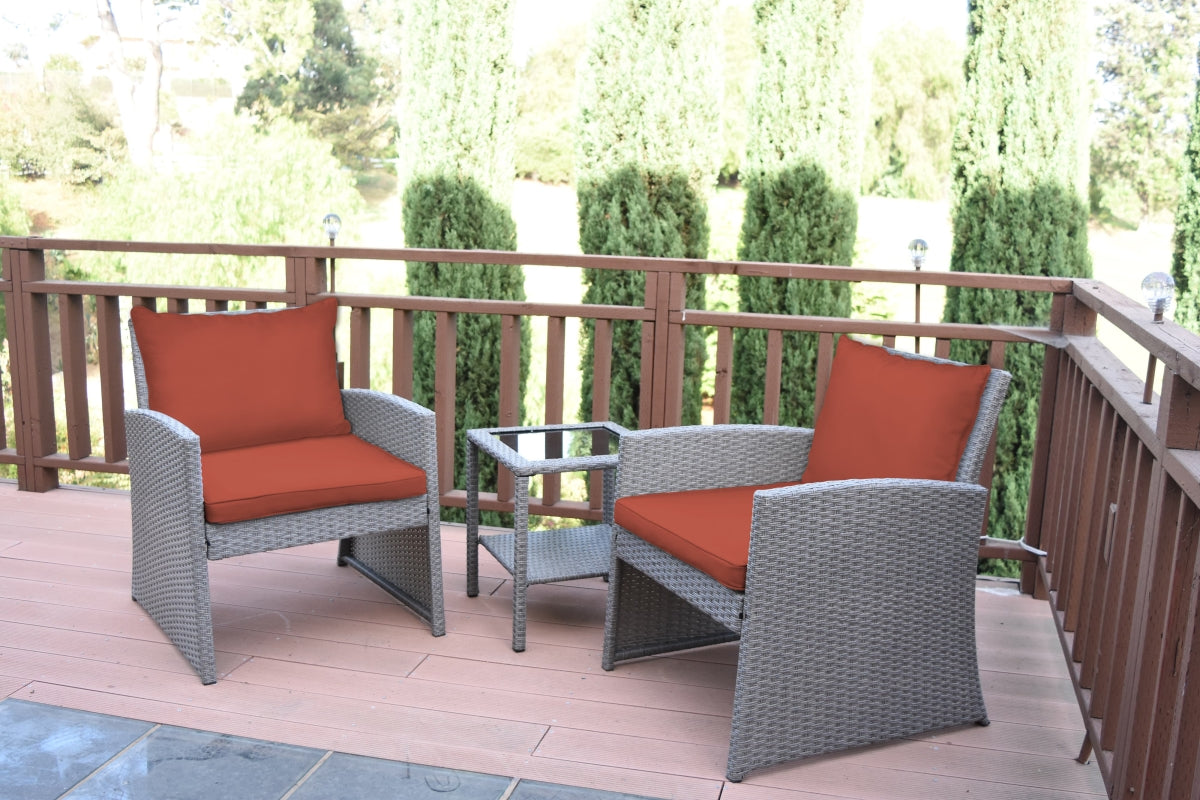 Jeco W00405-3S-FS018 2 in. Mirabelle Bistro Set with Brick Red Cushion - 3 Piece