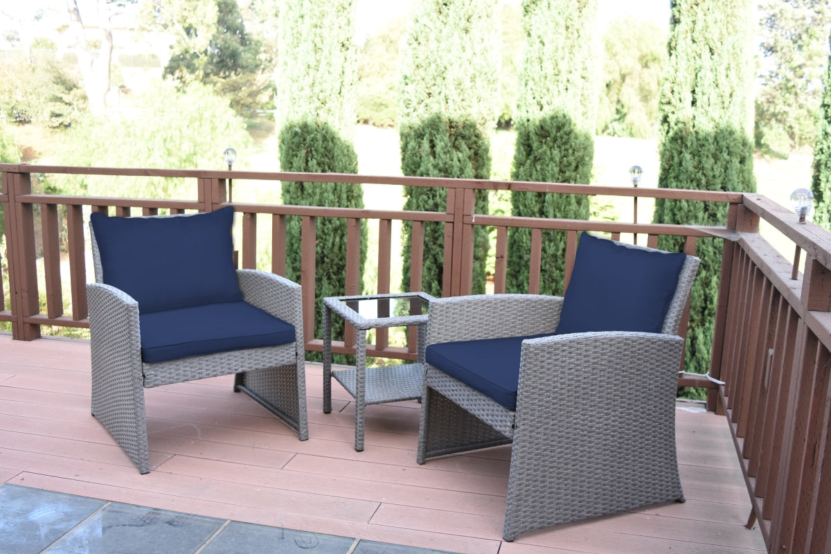 Jeco W00405-3S-FS011 2 in. Mirabelle Bistro Set with Midnight Blue Cushion - 3 Pieces