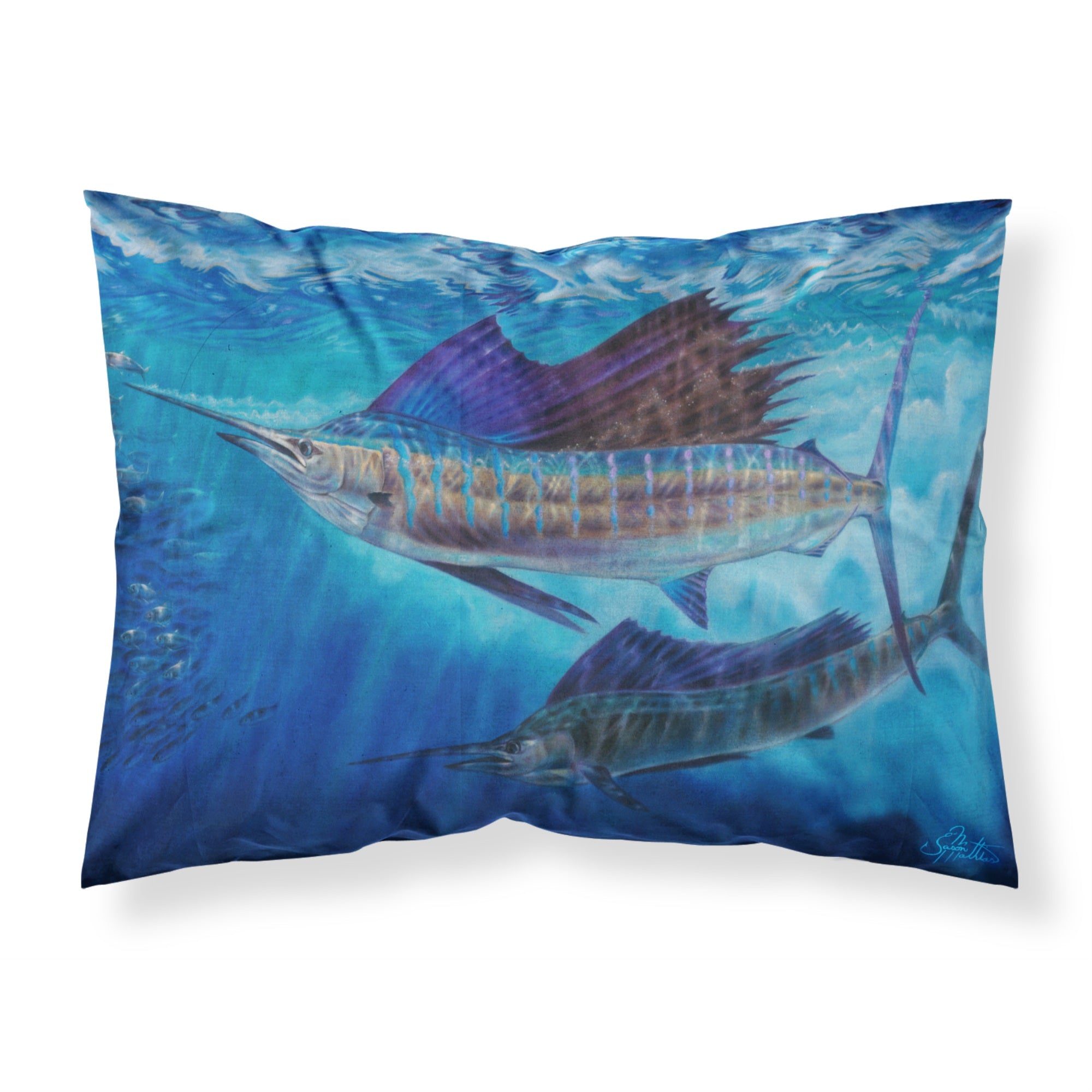 Carolines Treasures Wide Open Sailfish Fabric Standard pillowcases, Multicolor