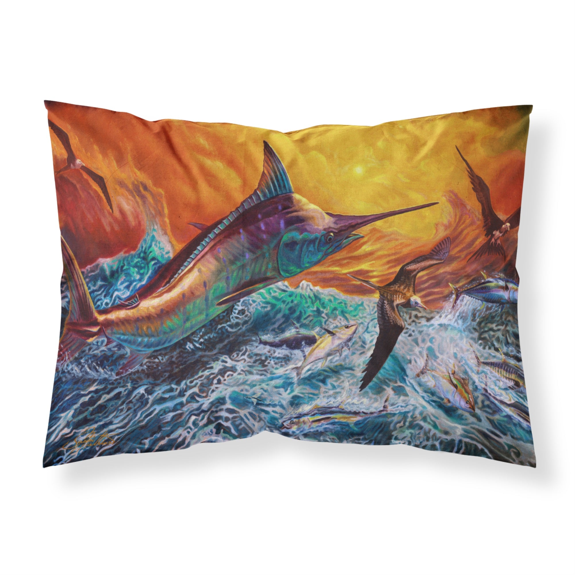 Carolines Treasures Reflective Chaos Blue Marlin Fabric Standard pillowcases, Multicolor