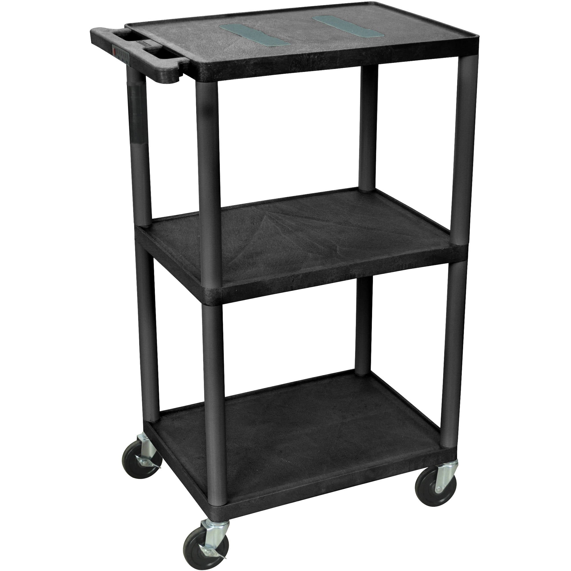 Luxor Black Endura 3 Shelf A/V Cart