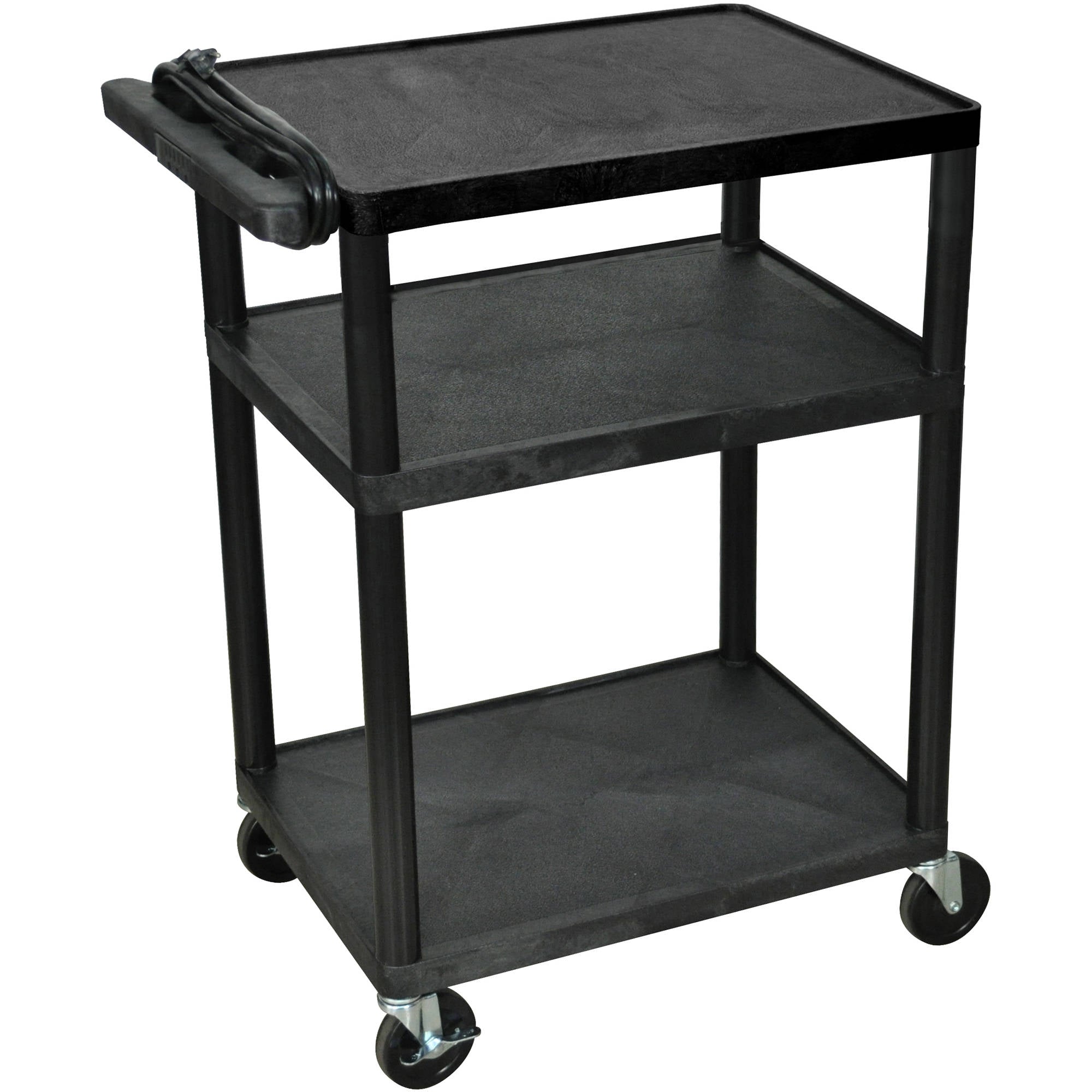 Luxor Endura 3 Shelf Black Presentation Cart 35 1/4H