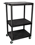 Luxor Black Endura 3 Shelf Presentation Cart 54 1/4H