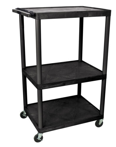 Luxor Black Endura 3 Shelf Presentation Cart 54 1/4H