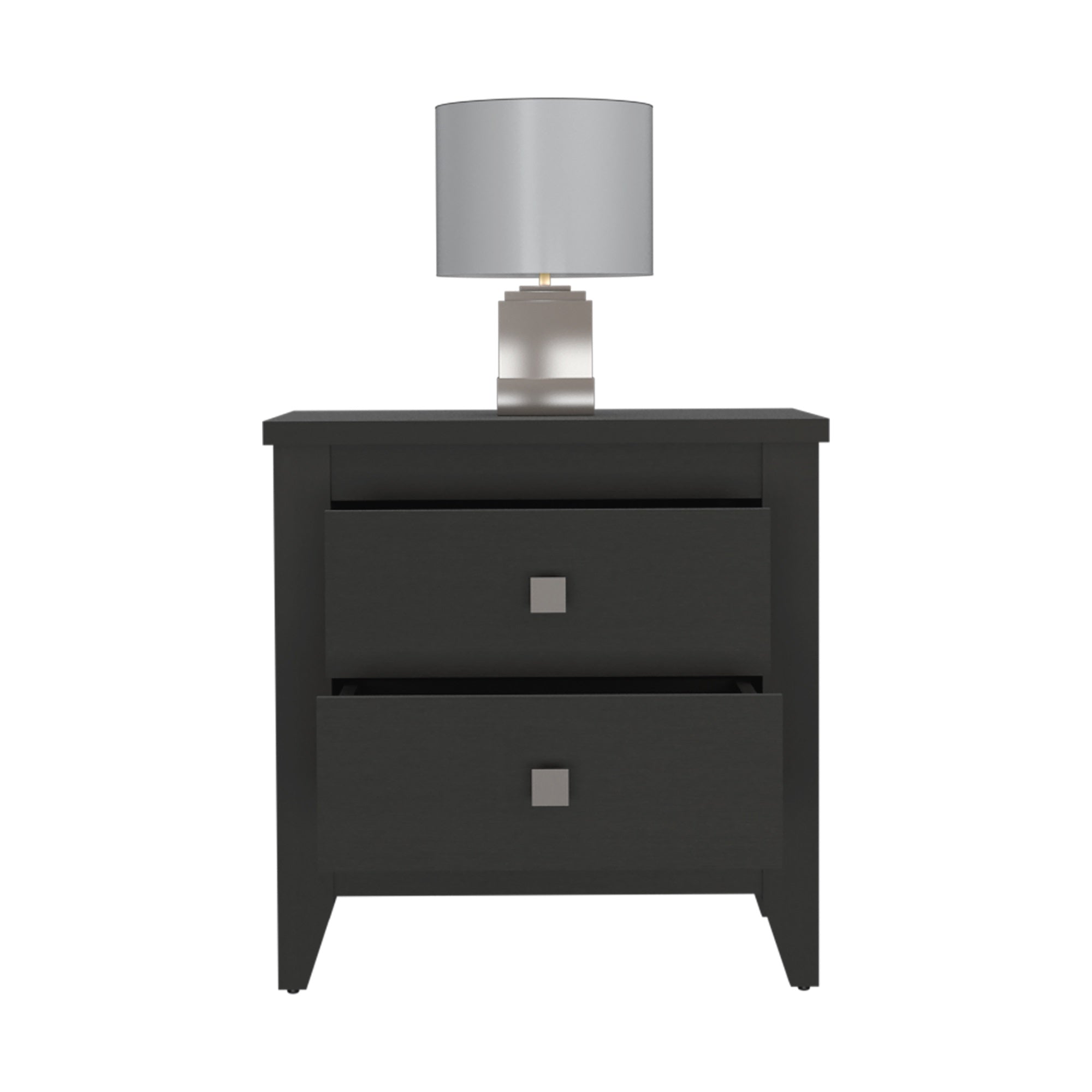 TUHOME Amara Nightstand, Countertop, Two Shelves, Four Legs-Black, For Bedroom