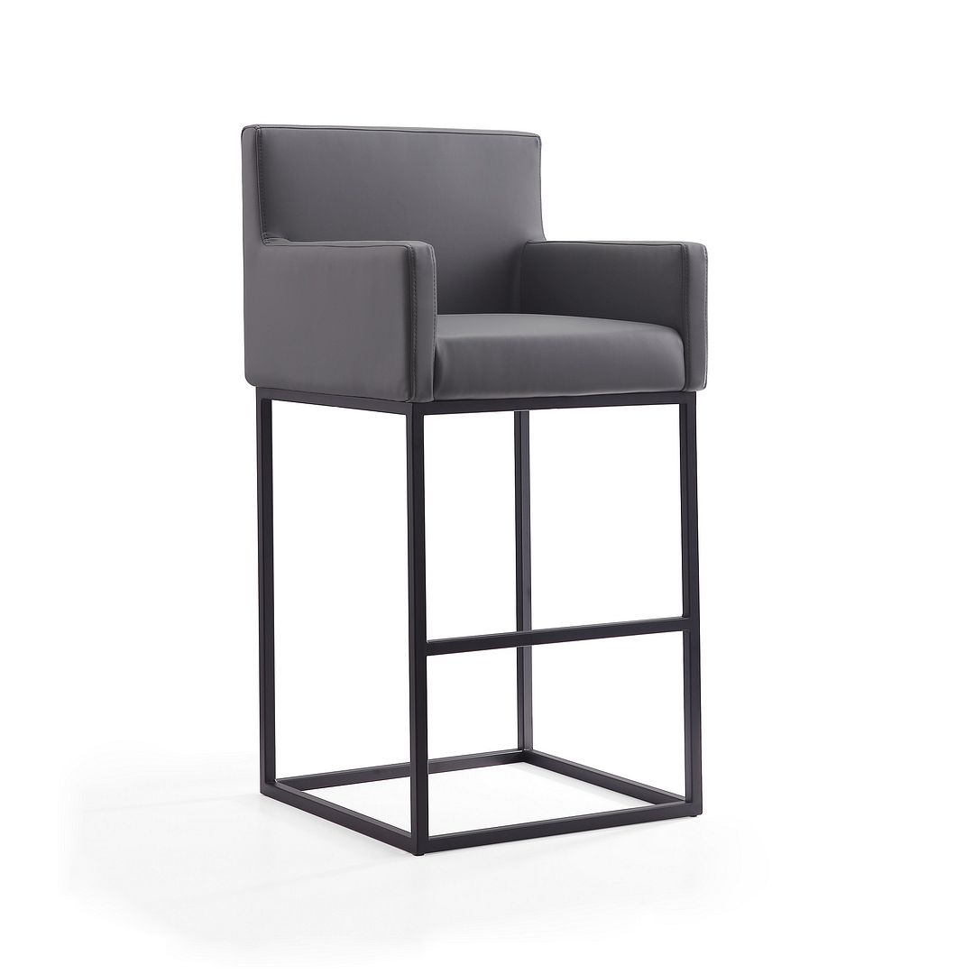 Manhattan Comfort BS017-GY Ambassador Grey & Black Metal Barstool, 42 x 21 x 20.5 in.