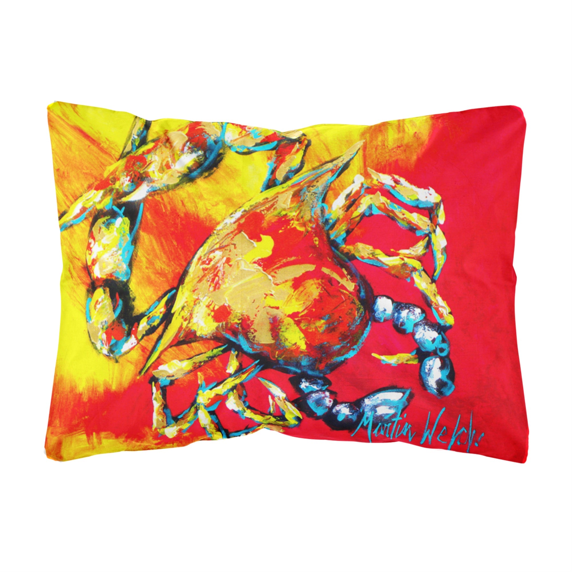 Carolines Treasures MW1086PW1216 Crab Hot Dang Canvas Fabric Decorative Pillow, Large, Multicolor