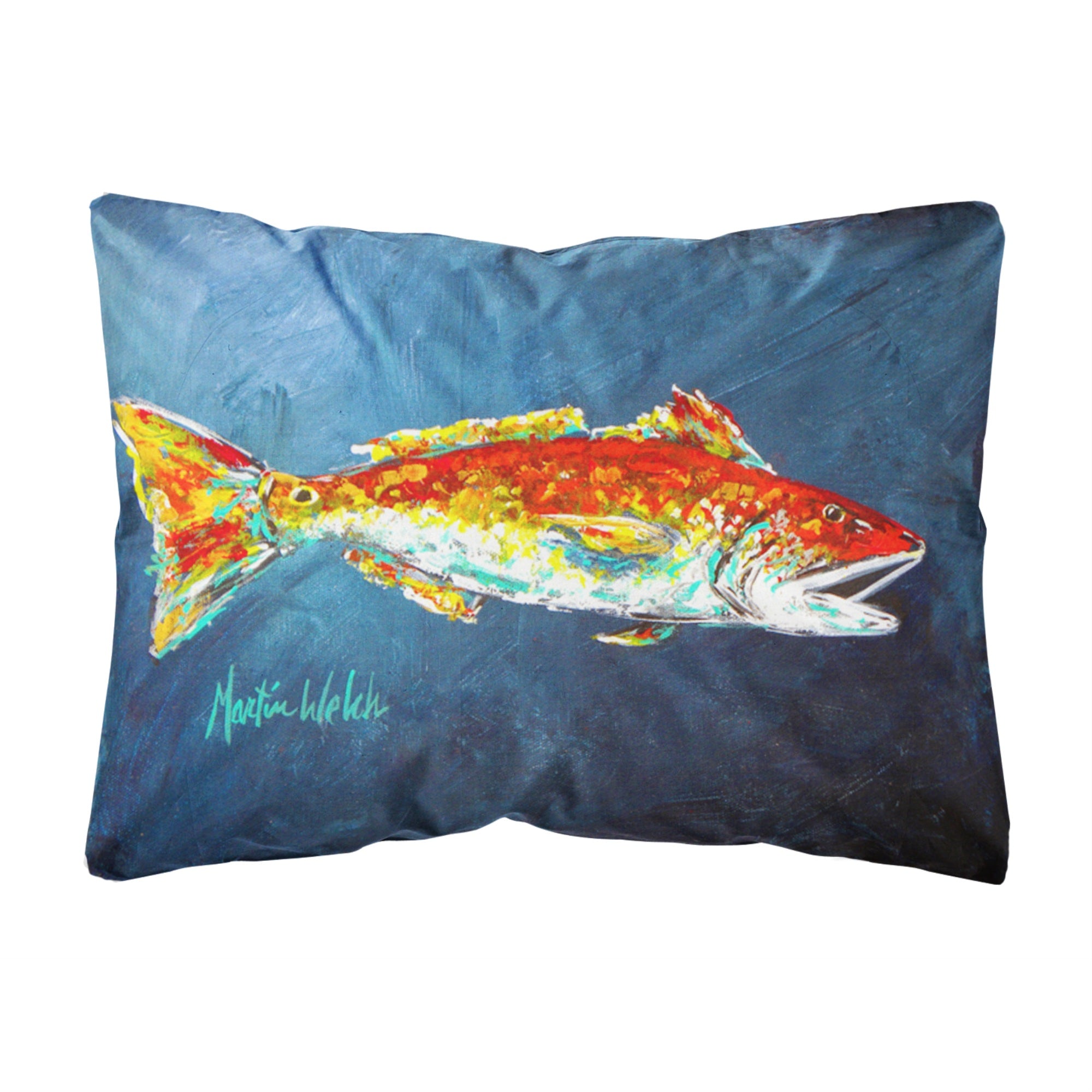 Carolines Treasures Fish - Red Fish Red For Jarett Canvas Fabric Decorative Pillow, Large, Multicolor