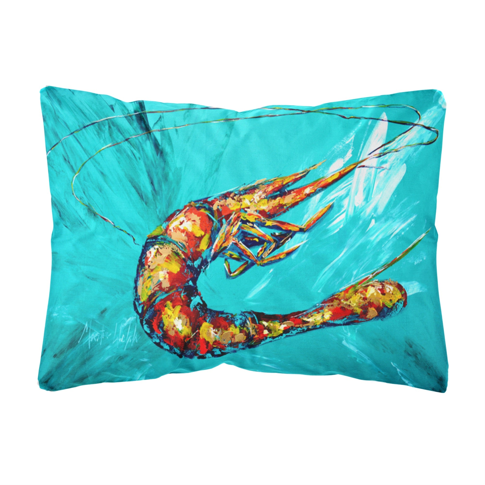 Carolines Treasures MW1100PW1216 Shrimp Teal Shrimp Canvas Fabric Decorative Pillow, Large, Multicolor