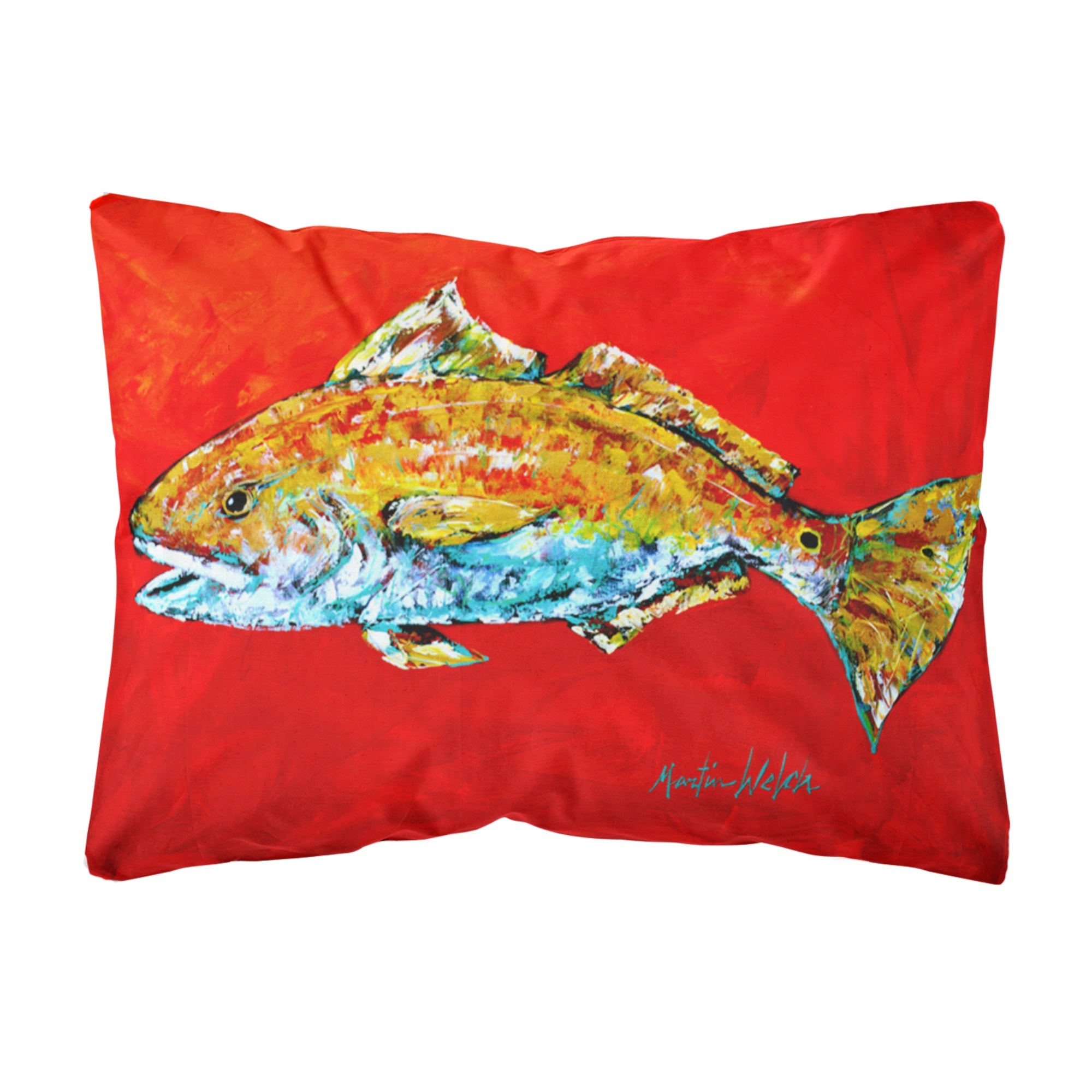 Carolines Treasures MW1111PW1216 Fish - Red Fish Red Head Canvas Fabric Decorative Pillow, Large, Multicolor