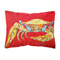 Carolines Treasures MW1116PW1216 Crab Blue on Red, Sr Canvas Fabric Decorative Pillow, Large, Multicolor