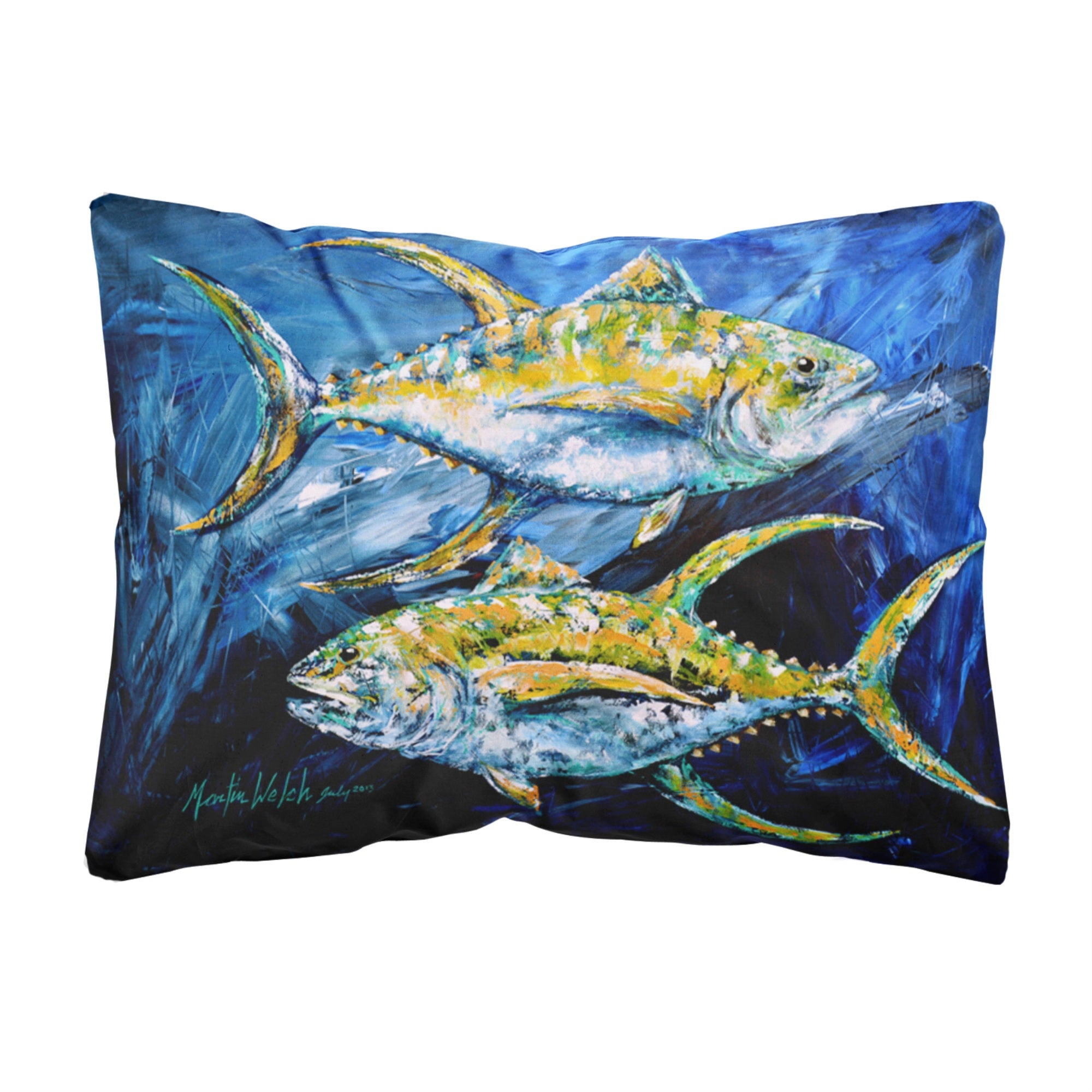 Carolines Treasures MW1125PW1216 Fish - Tuna Blue Canvas Fabric Decorative Pillow, Large, Multicolor