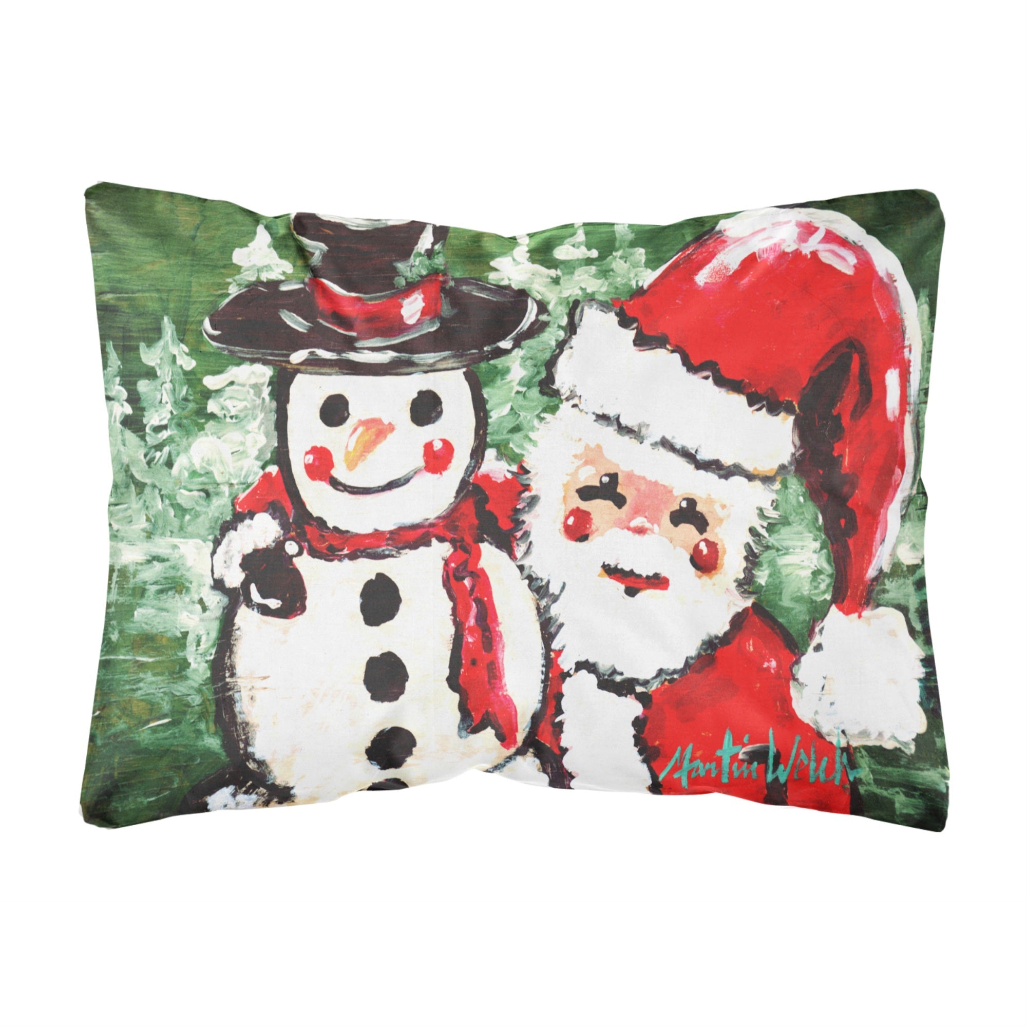 Carolines Treasures Friends Snowman & Santa Claus Canvas Fabric Decorative Pillow, Large, Multicolor