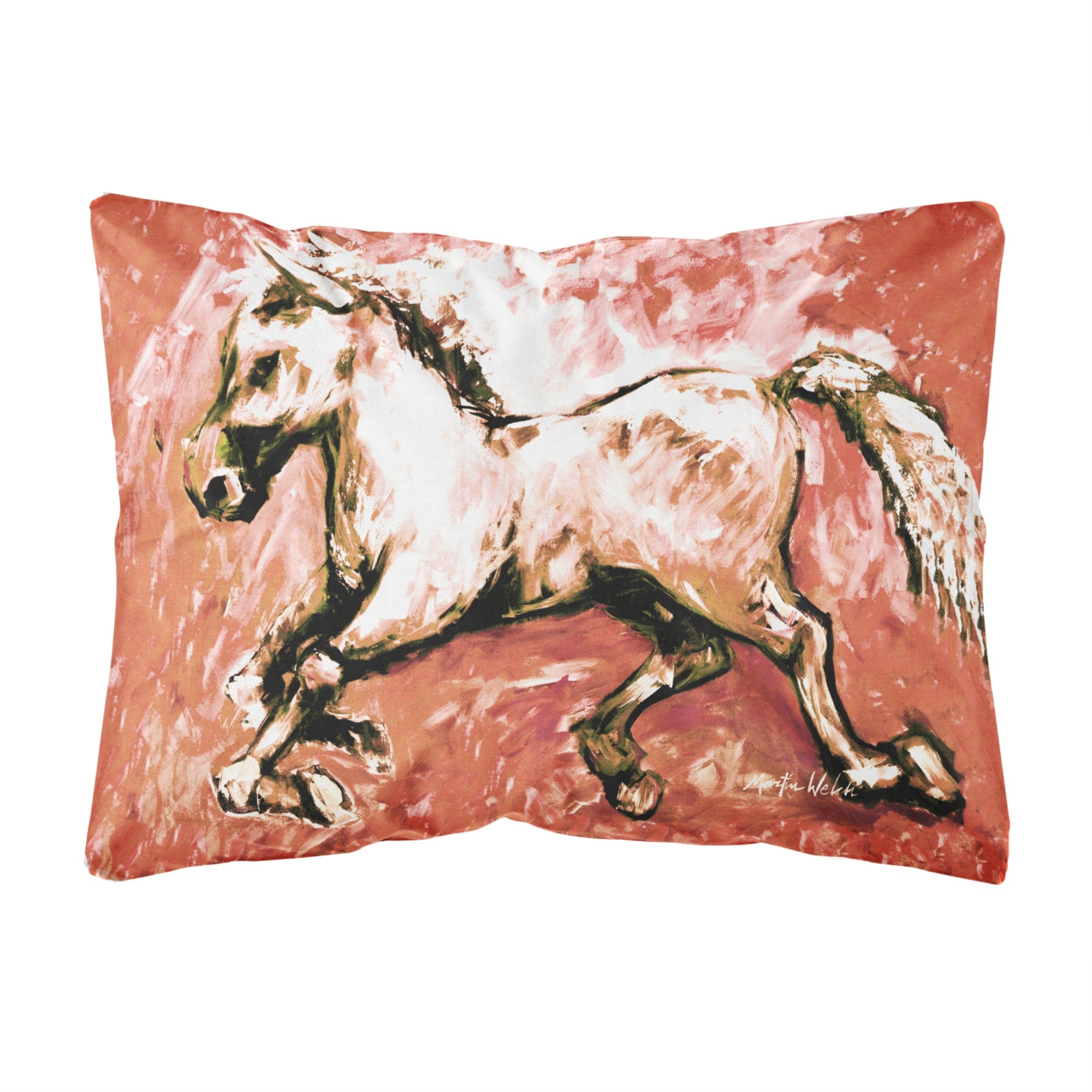 Carolines Treasures MW1170PW1216 Shadow the Horse in Red Canvas Fabric Decorative Pillow, Large, Multicolor