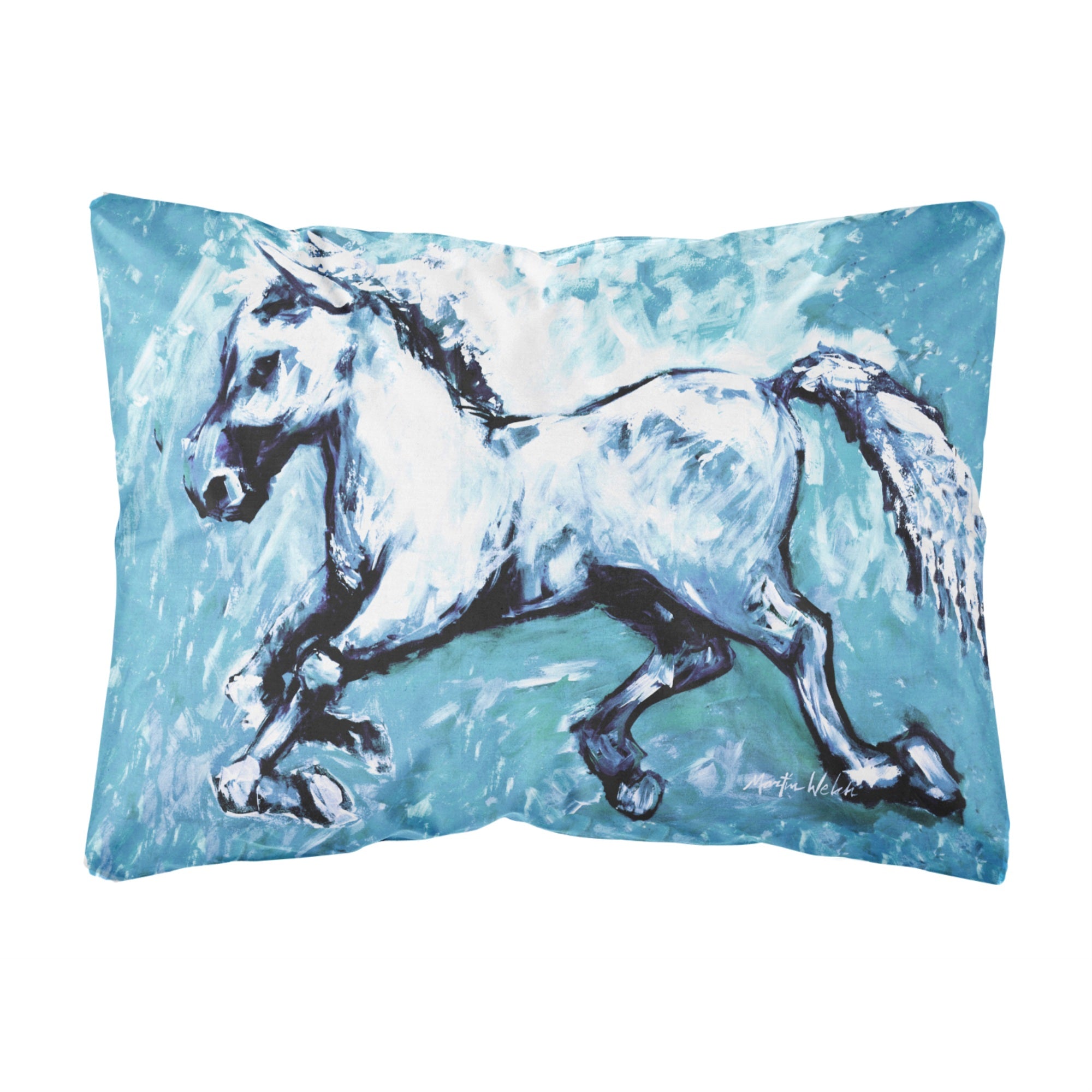 Carolines Treasures MW1171PW1216 Shadow the Horse in blue Canvas Fabric Decorative Pillow, Large, Multicolor
