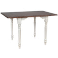 Sunset Trading Andrews 48 Rectangular Extendable Drop Leaf Dining Table - Antique White with Chestnut Brown Top- Seats 6