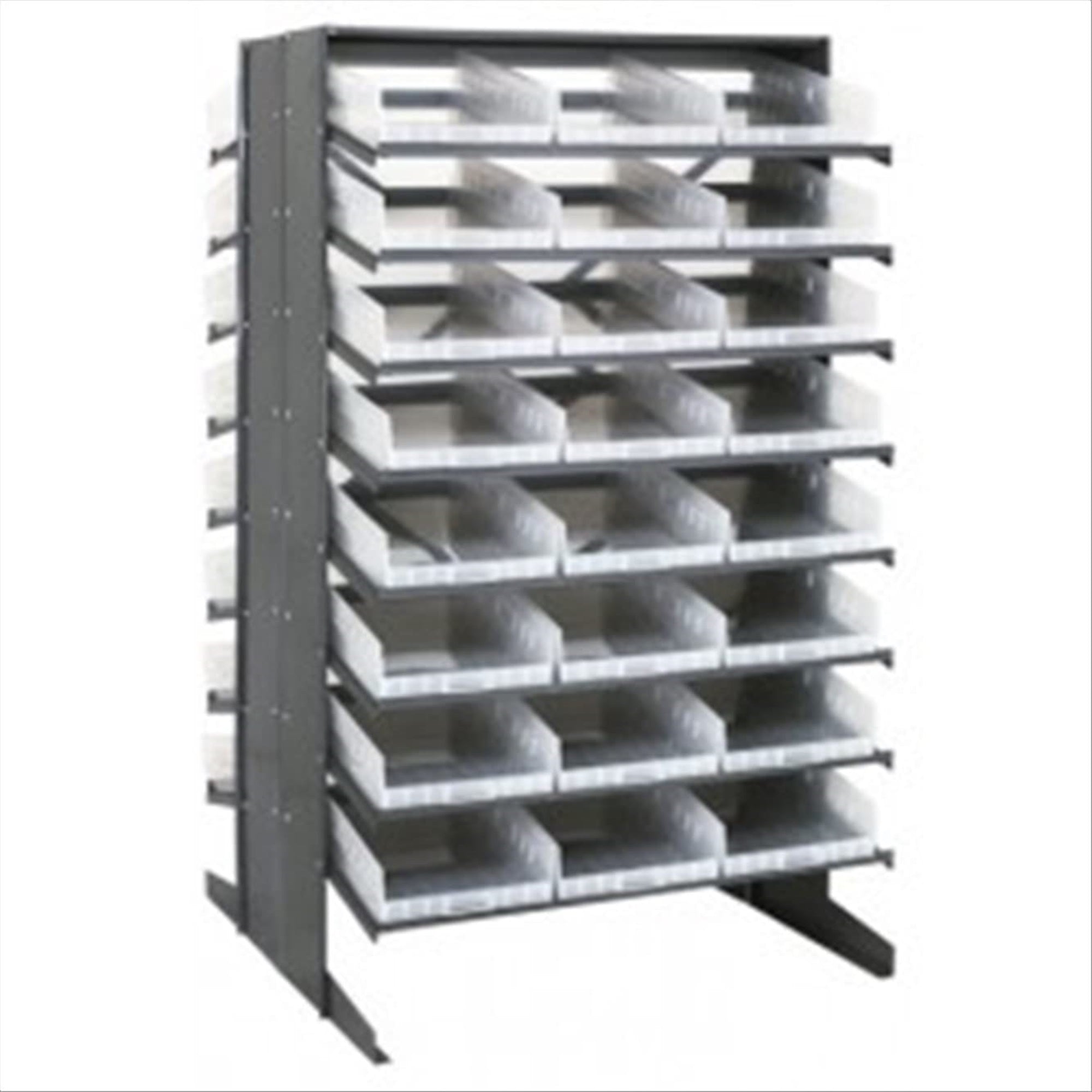 Pick Rack, slopped, double sided, 36L x 36W x 60H, 800 lbs. capacity, (16) shelves configuration, includes: (48) QSB110 clear bi