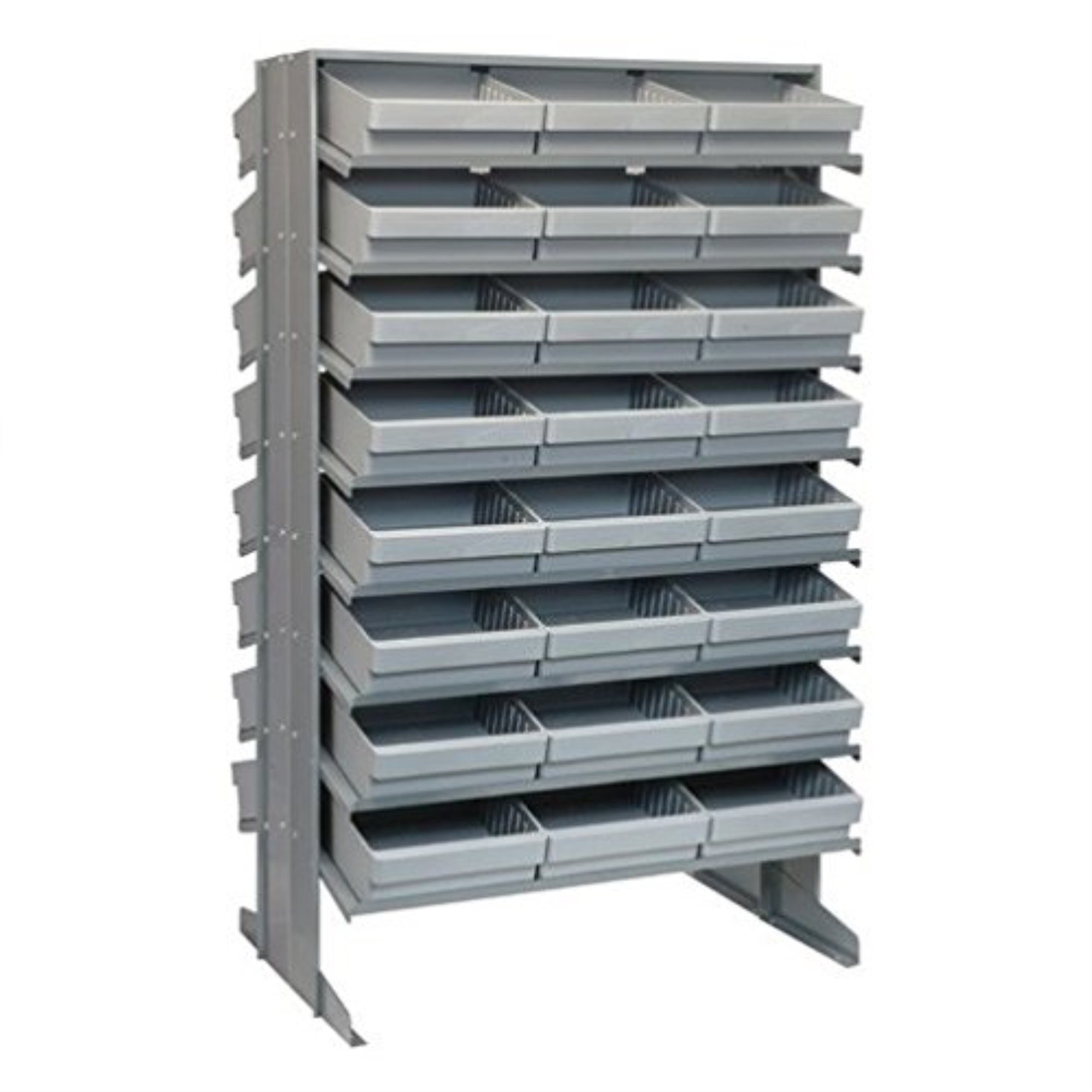 Pick Rack, slopped, double sided, 24L x 36W x 60H, 800 lbs. capacity, (16) shelves configuration, includes: (48) QED801 gray bin