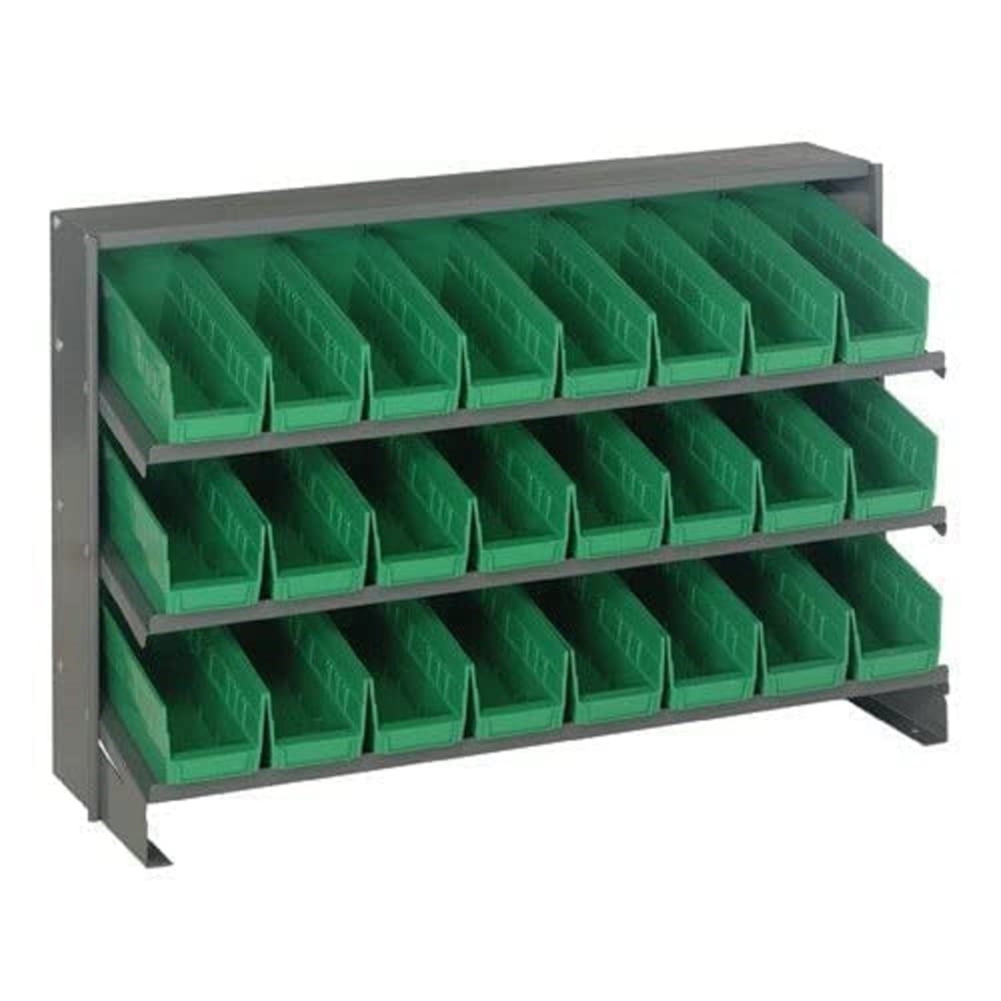 Pick Rack, slopped, bench style, 12-1/2L x 36W x 23H, 250 lbs. capacity, (3) shelves configuration, includes: (24) QSB101 green 