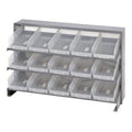 Pick Rack, slopped, bench style, 12-1/2L x 36W x 23H, 250 lbs. capacity, (3) shelves configuration, includes: (15) QSB102 clear 