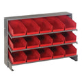 Pick Rack, slopped, bench style, 12-1/2L x 36W x 23H, 250 lbs. capacity, (3) shelves configuration, includes: (15) QSB102 red bi