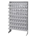 Pick Rack, slopped, single sided, 12D x 36W x 60H, 400 lbs. capacity, includes: (8) shelves and (64) QSB101 clear bins, galvaniz
