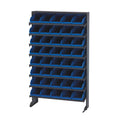 Pick Rack, slopped, single sided, 12D x 36W x 60H, 400 lbs. capacity, includes: (8) shelves and (64) QSB101 red bins, galvanized