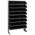 Pick Rack, slopped, single sided, 12D x 36W x 60H, 400 lbs. capacity, includes: (8) shelves and (40) QSB102 black bins, galvaniz