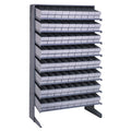 Pick Rack, slopped, single sided, 18D x 36W x 60H, 400 lbs. capacity, includes: (8) shelves and (72) QED604 gray bins, galvanize