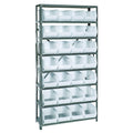 Shelving Unit, 12D x 36L x 75H, heavy duty, 400 lb. load capacity per shelf, includes: (8) shelves and (28) QUS240 clear bins, u