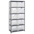 Shelving Unit, 18D x 36L x 75H, heavy duty, 400 lb. load capacity per shelf, includes: (6) shelves and (10) QGH800 clear bins, u