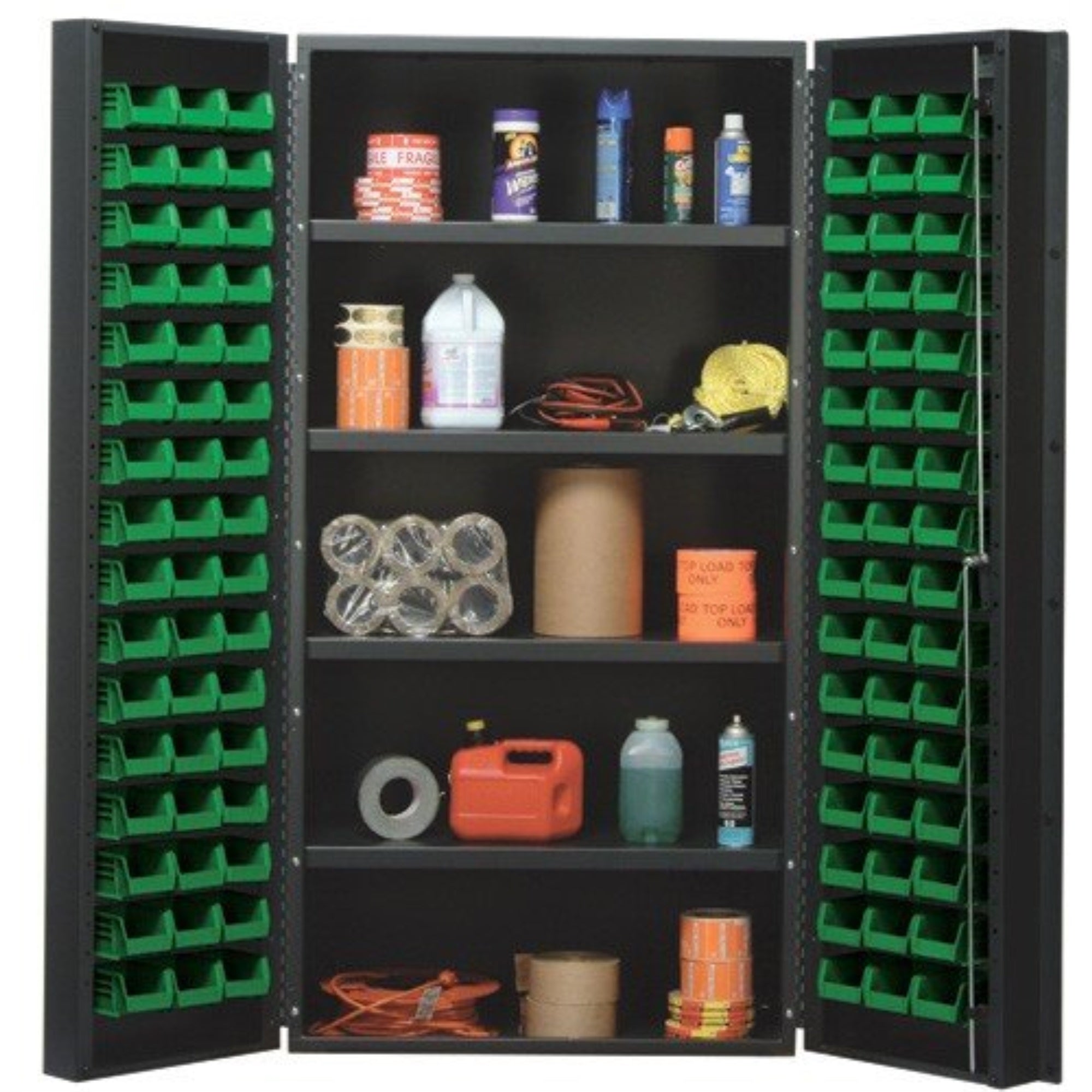 Heavy-Duty 36 Bin Cabinet, 36W x 24D x 72H, 800 lb. capacity per interior shelf, 14 gauge all welded construction, includes: (92
