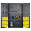 Heavy-Duty 48 Bin Cabinet, 48W x 24D x 78H, 400 lb. capacity per interior shelf, 14 gauge all welded construction, includes: (2)