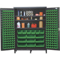 Heavy-Duty 60 Bin Cabinet, 60W x 24D x 84H, 500 lb. capacity per interior shelf, 14 gauge all welded construction, includes: (3)
