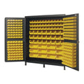 Heavy-Duty 72 Bin Cabinet, 72W x 24D x 84H, 14 gauge all welded construction, includes: (32) QUS232, (32) QUS236, (36) QUS230, (