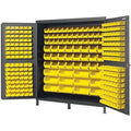 Heavy-Duty 72 Bin Cabinet, 72W x 24D x 84H, 14 gauge all welded construction, includes: (96) QUS210, (96) QUS220, (36) QUS230, (