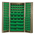 Heavy-Duty 36 Bin Cabinet, 36W x 24D x 72H, 800 lb. capacity per interior shelf, 14 gauge all welded construction, includes: (32