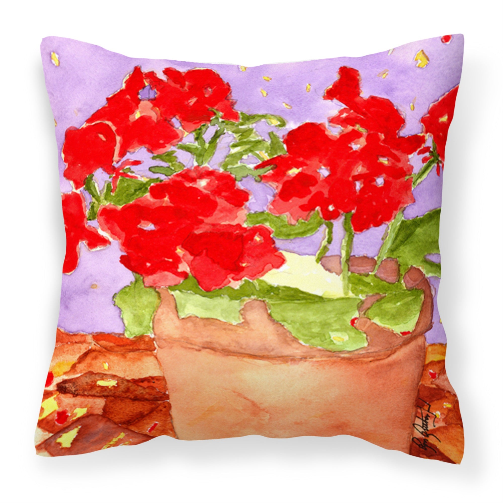 Carolines Treasures RDR2004PW1414 Flower Geranium Canvas Fabric Decorative Pillow, Large, Multicolor