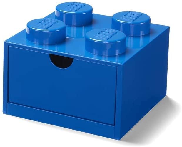 LEgO Desk Drawer 4 Knobs Stackable Storage Box  Blue