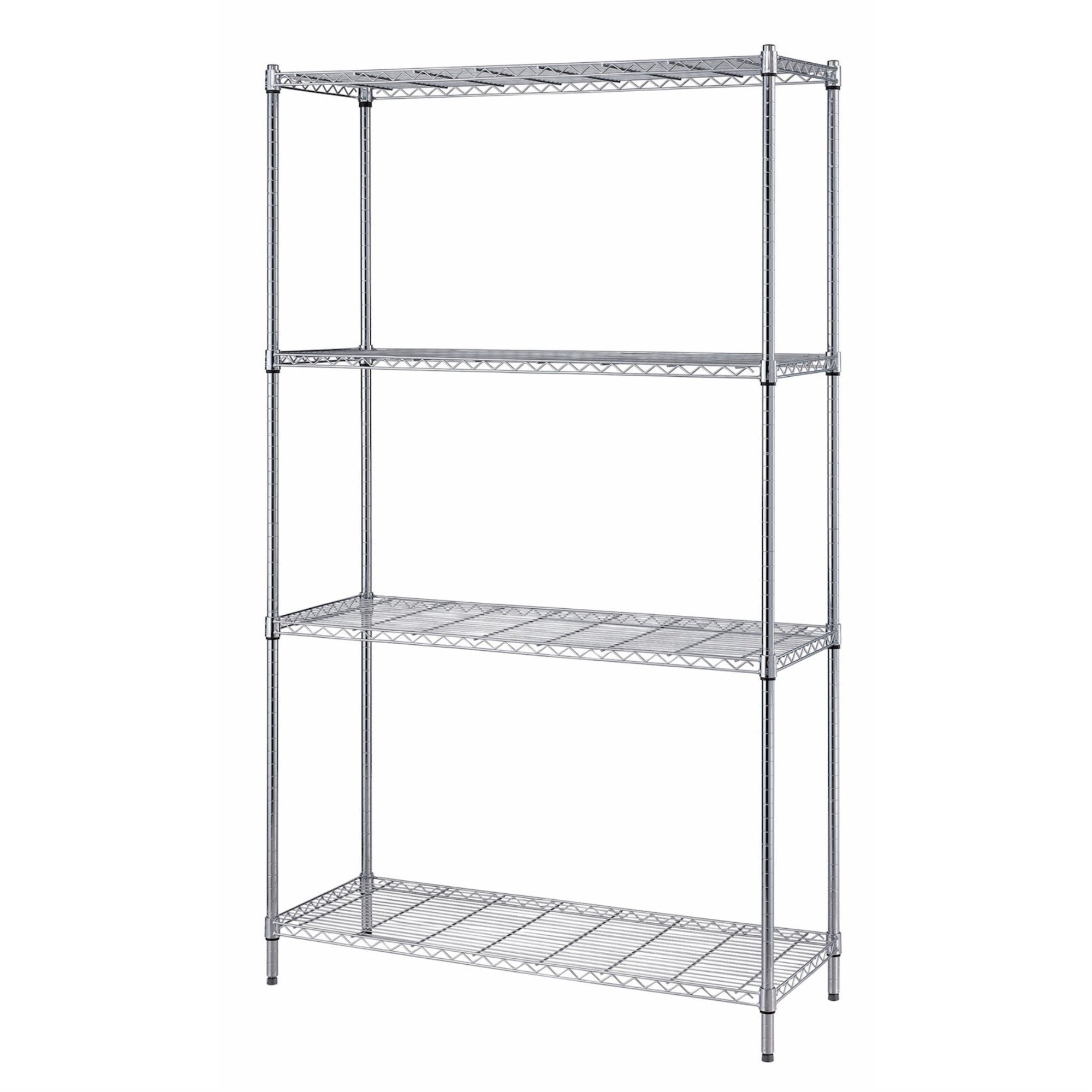 Convenient Shelving Unit Pack, 4-tier, 36W x 18D x 72H, 300 lb. load capacity per shelf, includes: (4) wire shelves, (4) posts, 