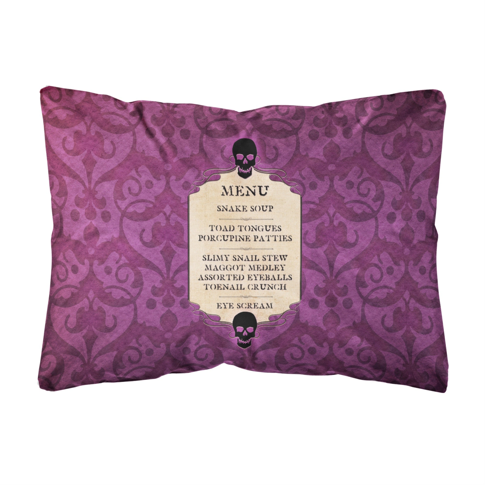 Carolines Treasures Goulish Menu Including Eye Screen Snake Soup Fabric Decorative Pillow, Large, Multicolor