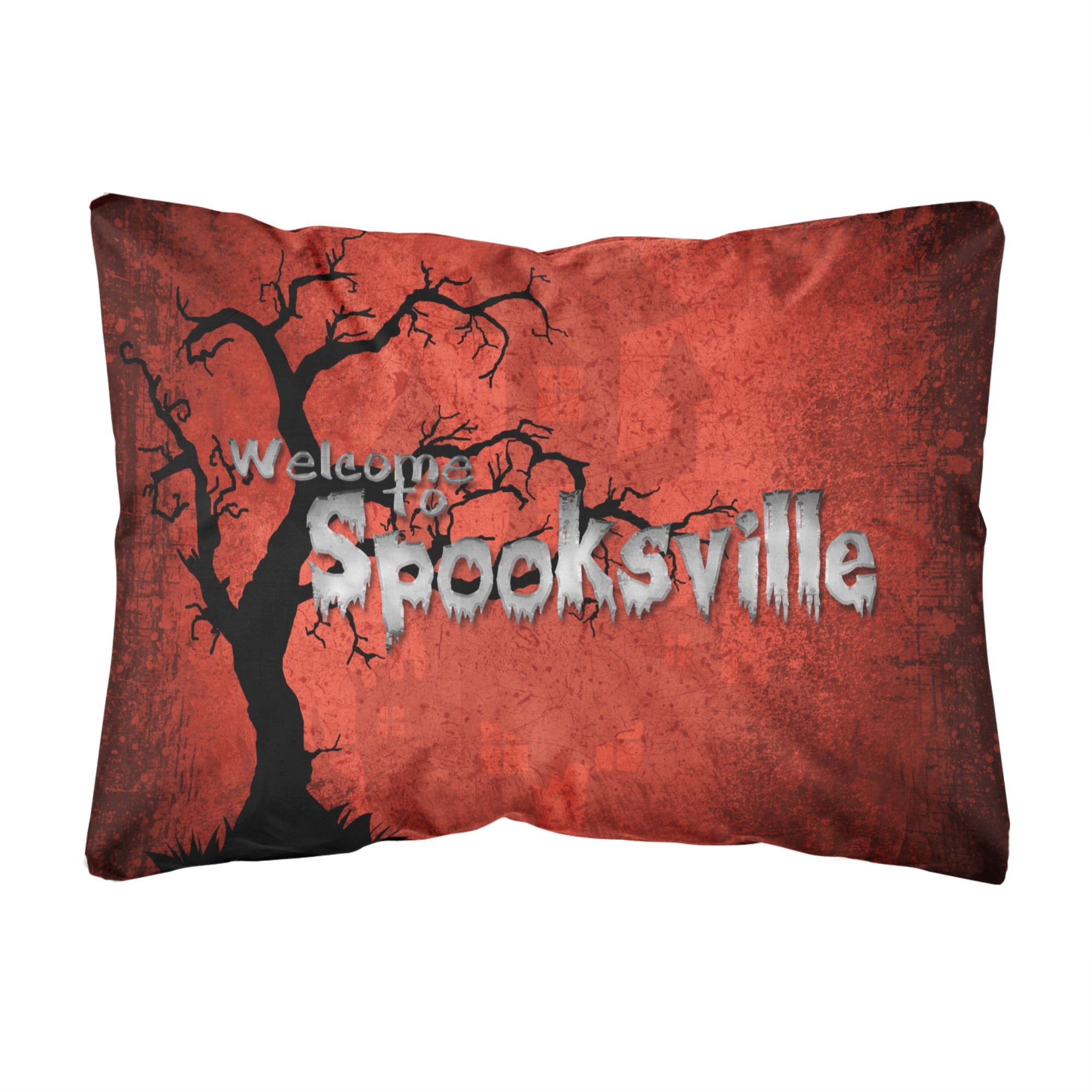 Carolines Treasures Welcome To Spooks Ville Halloween Canvas Fabric Decorative Pillow, Large, Multicolor