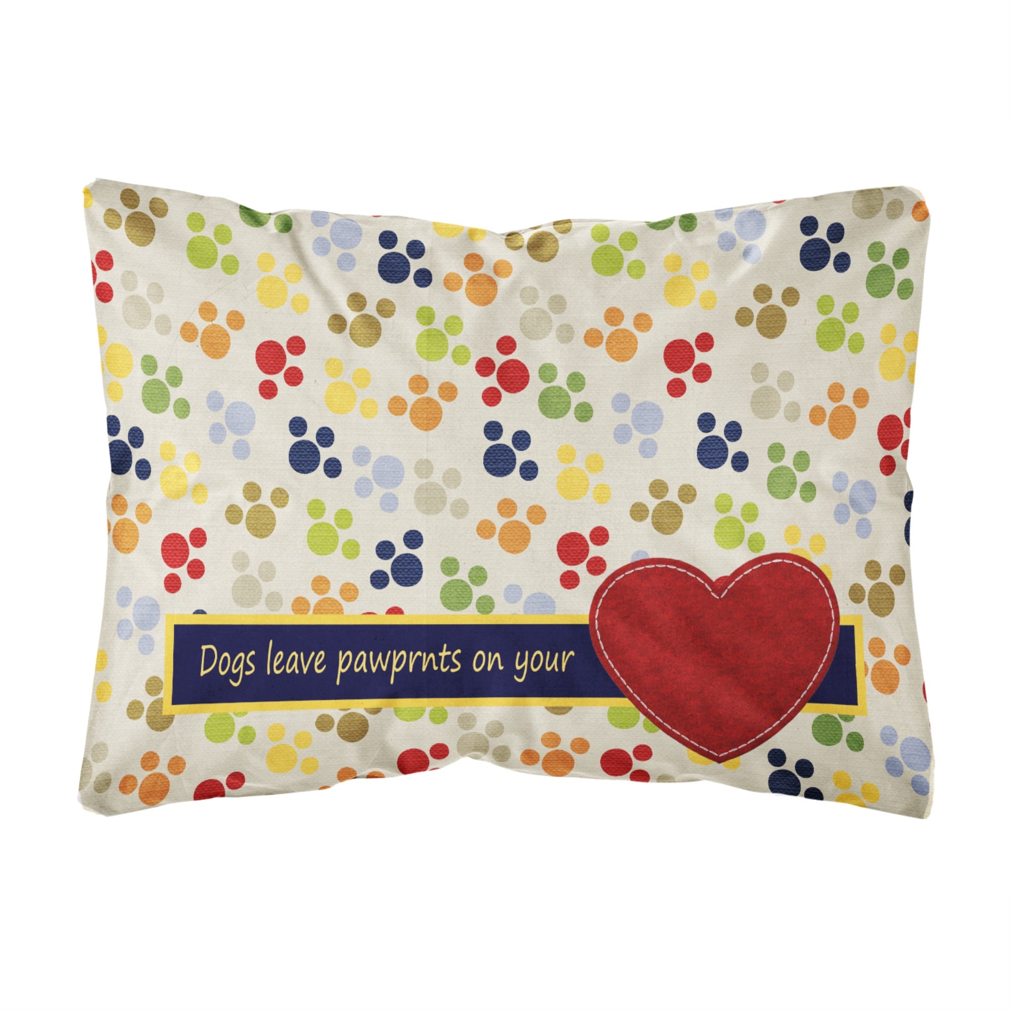 Carolines Treasures Dogs Leave Paw Prints On Your Heart Canvas Fabric Decorative Pillow, Large, Multicolor