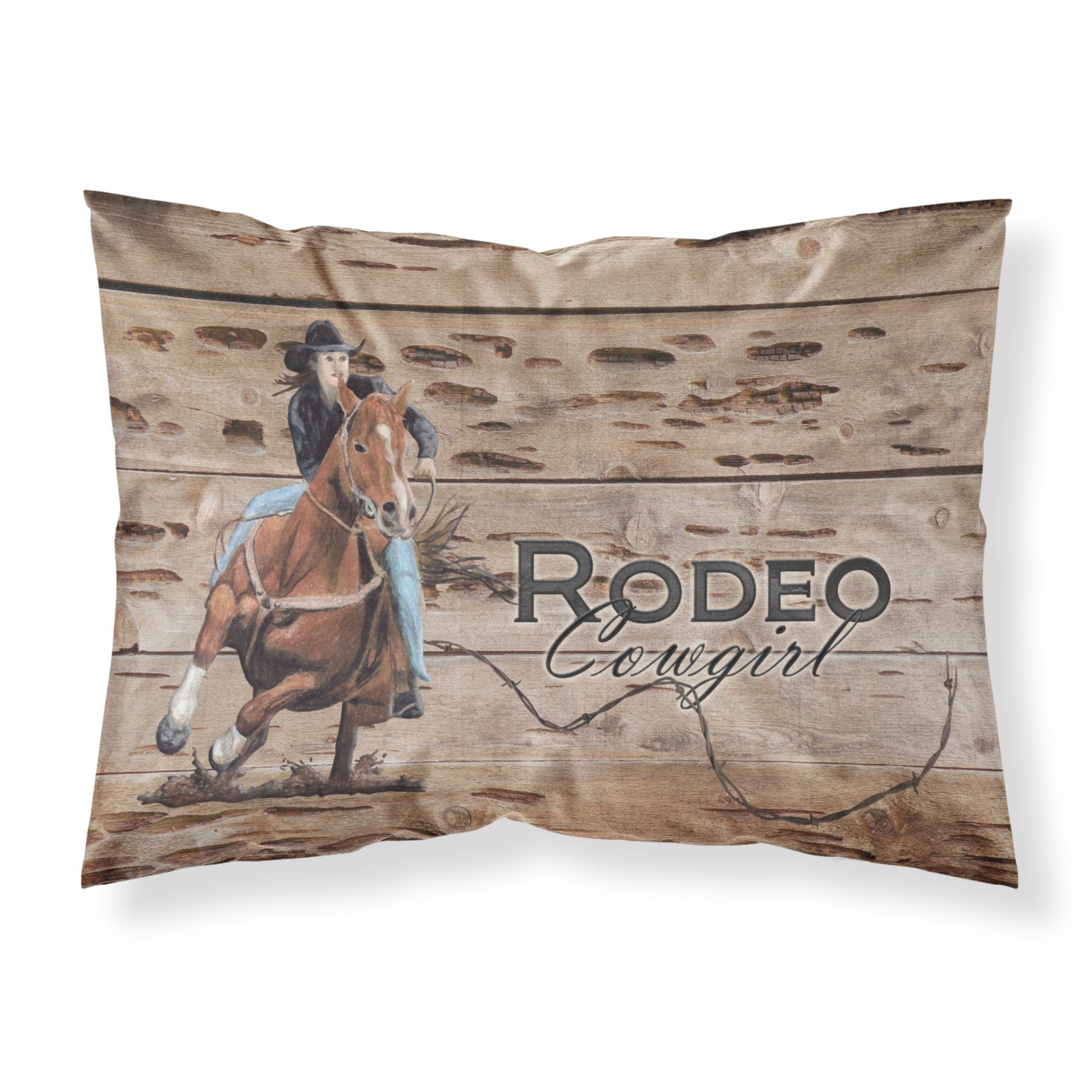 Carolines Treasures SB3055PILLOWCASE Rodeo Cowgirl Barrel Racer Moisture Wicking Fabric Standard Pillowcase, Large, Multicolor