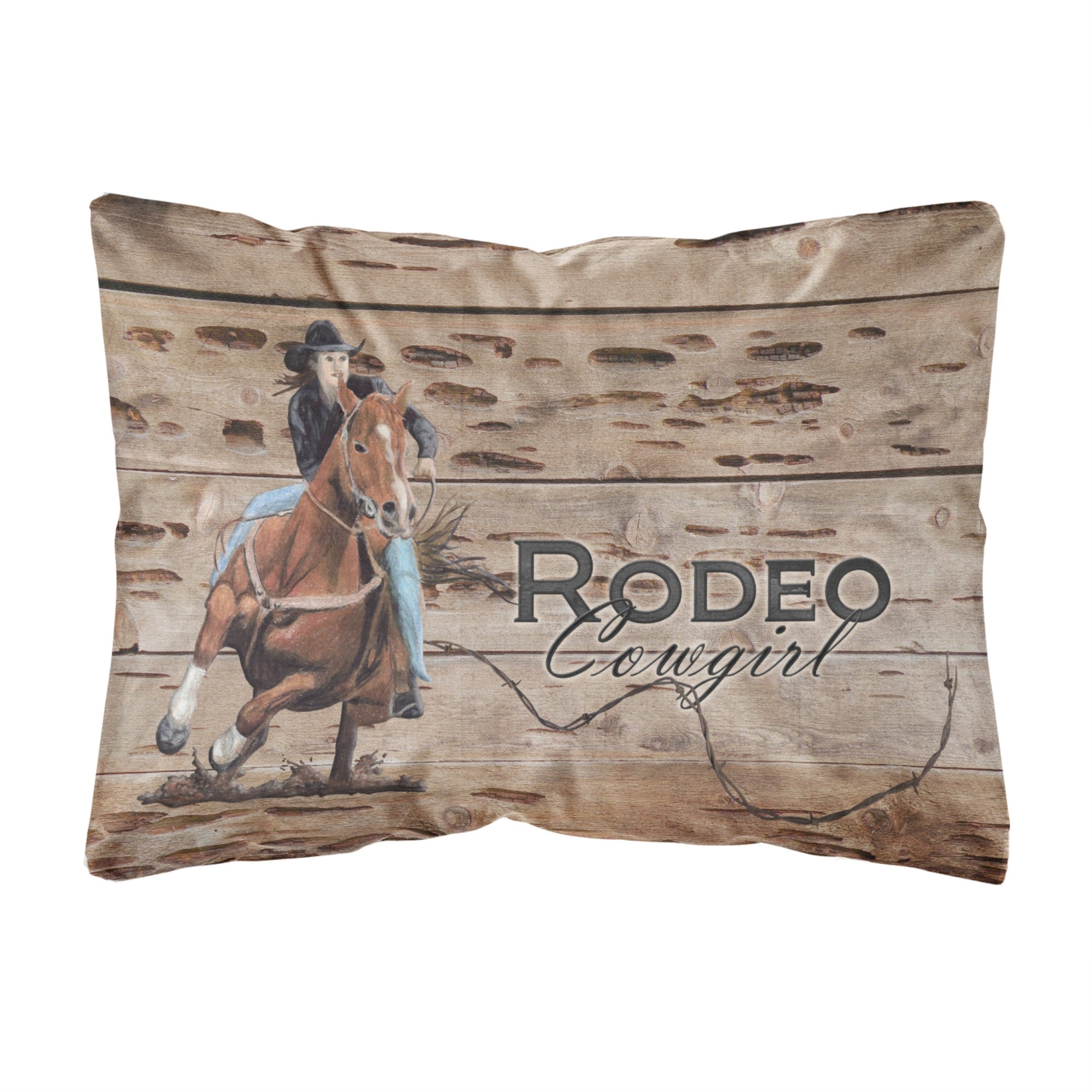 Carolines Treasures Rodeo Cowgirl Barrel Racer Canvas Fabric Decorative Pillow, Large, Multicolor