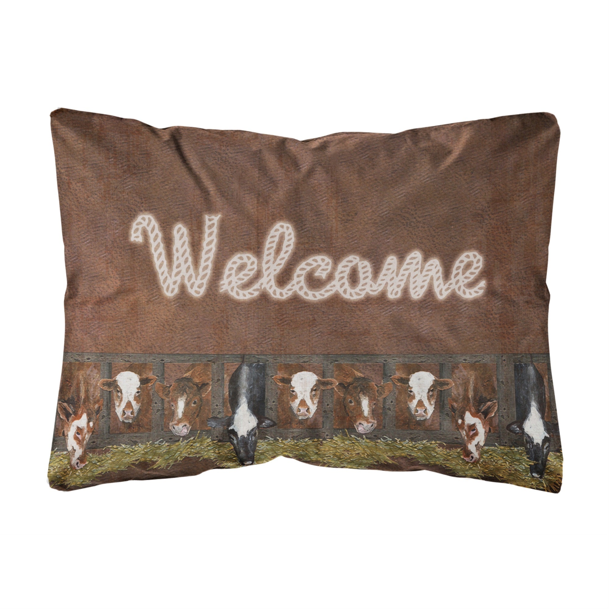 Carolines Treasures SB3058PW1216 Welcome Mat with Cows Canvas Fabric Decorative Pillow, Large, Multicolor