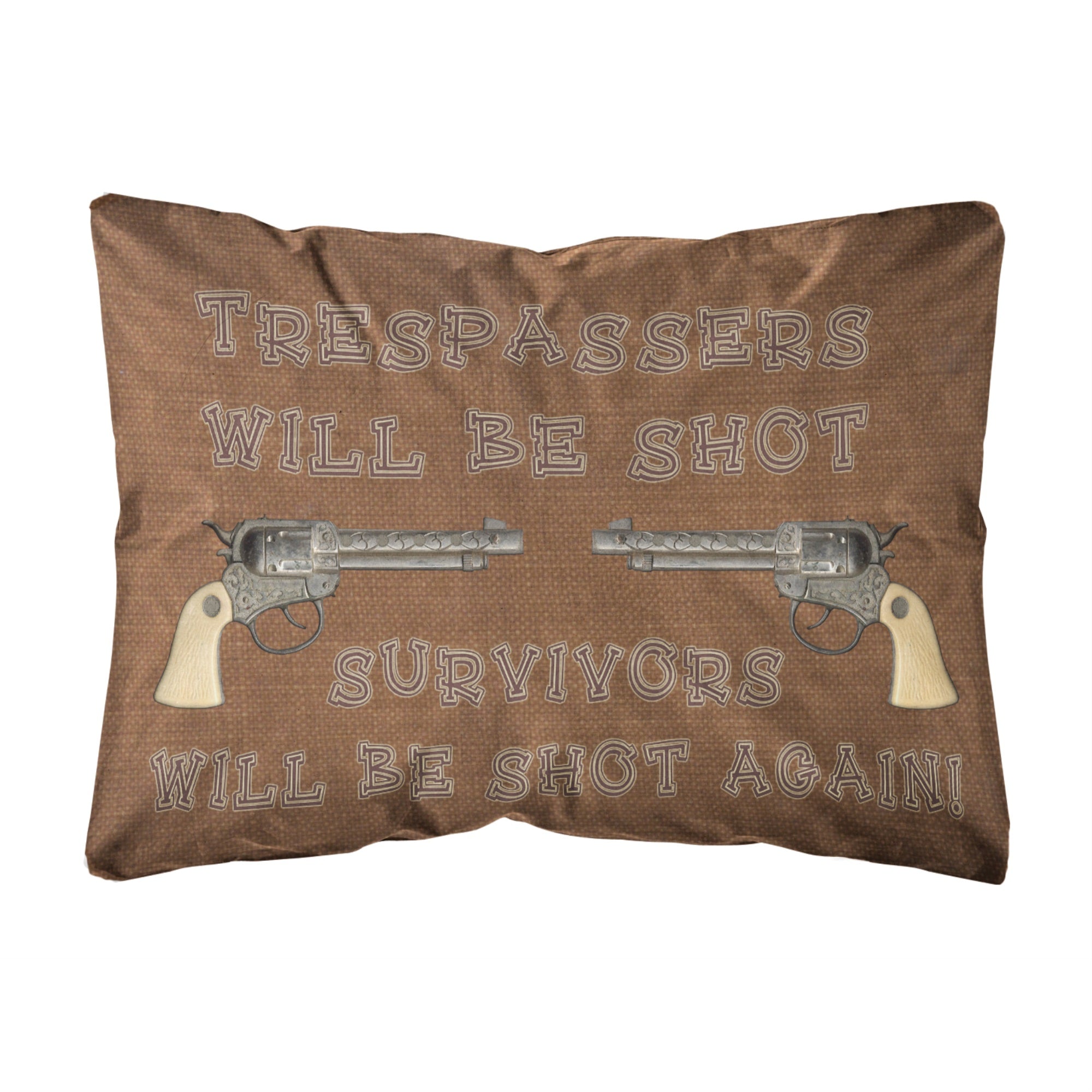 Carolines Treasures SB3063PW1216 Trespassers will be shot Canvas Fabric Decorative Pillow, Large, Multicolor